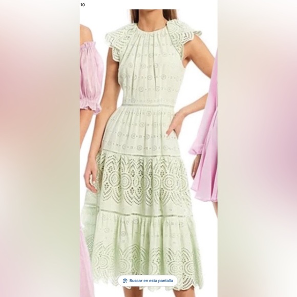 ANTONIO MELANI Dresses & Skirts - ANTONIO MELANI Mint Eyelet Midi Dress